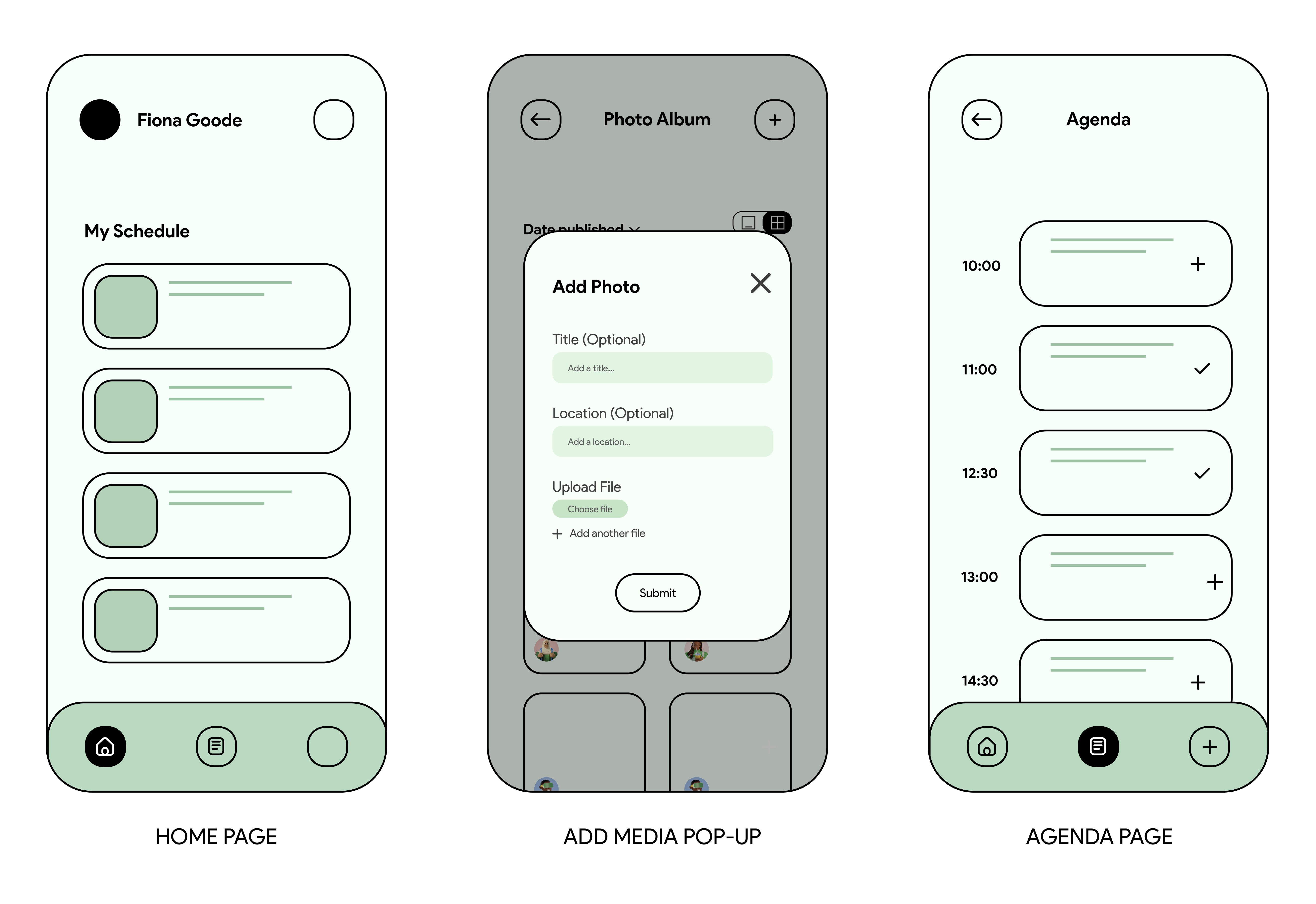 Attendee Dashboard Wireframes